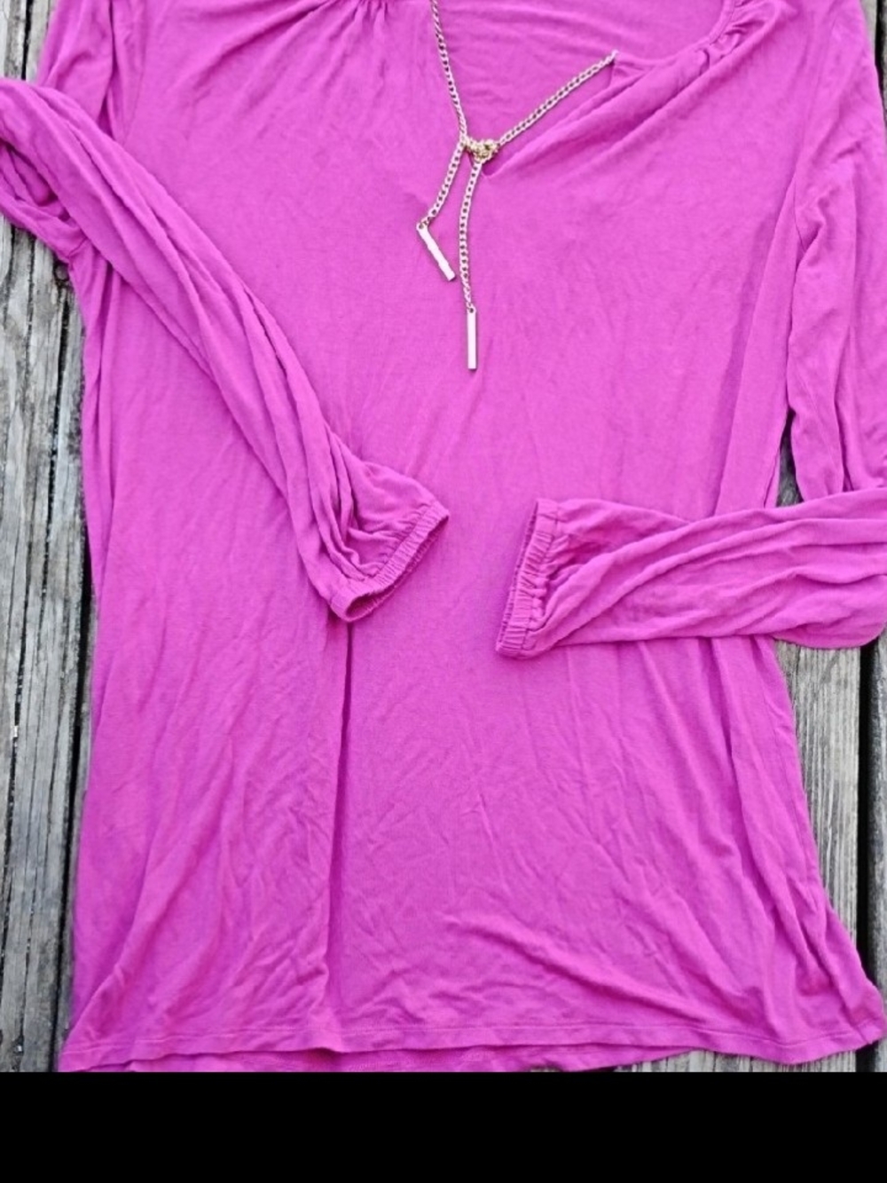 Michael Kors Long Sleeve V-Neck Blouse in Bright Magenta